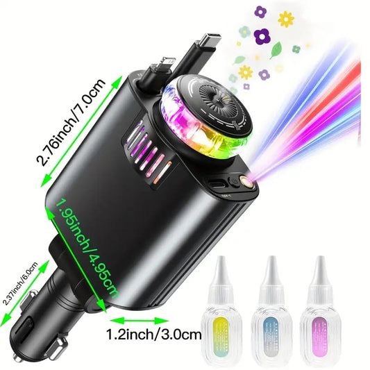 5-in-1 Car Charger with Ambient LED Lighting
