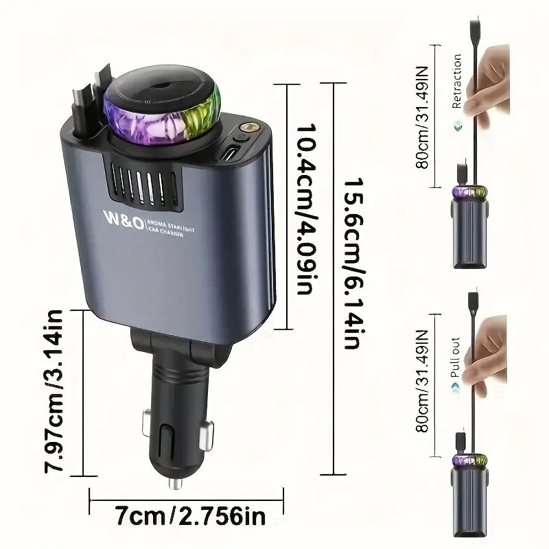 5-in-1 Car Charger with Ambient LED Lighting