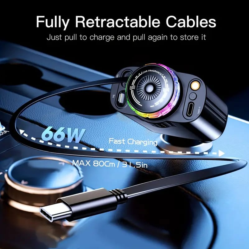 5-in-1 Car Charger with Ambient LED Lighting