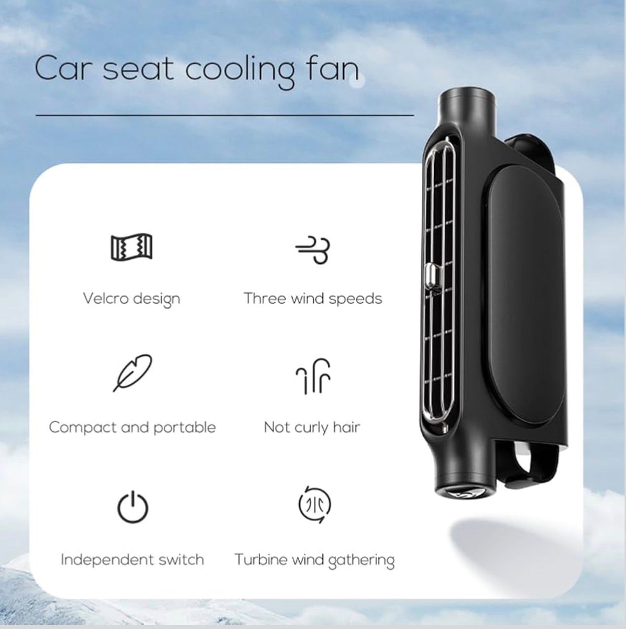 Car Headrest Cooling Air Fan 3 Speeds Adjustable