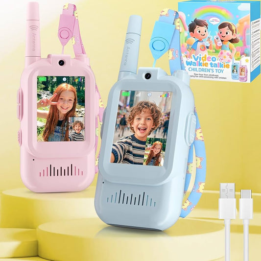 Video Walkie Talkies Toys for Kids 2 Pack Rechargeable with Camera, Voice Changer, Video Chat