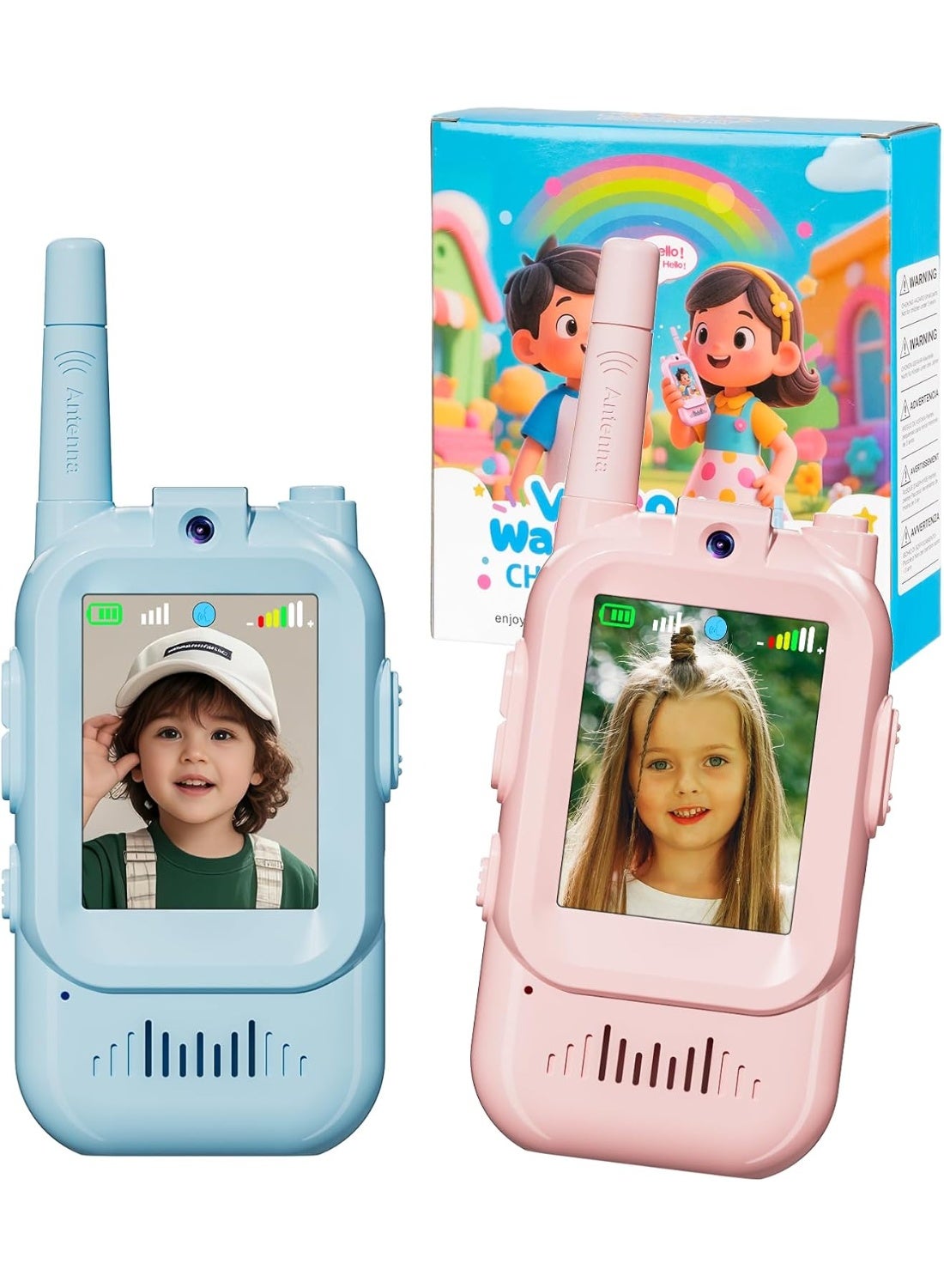 Video Walkie Talkies Toys for Kids 2 Pack Rechargeable with Camera, Voice Changer, Video Chat