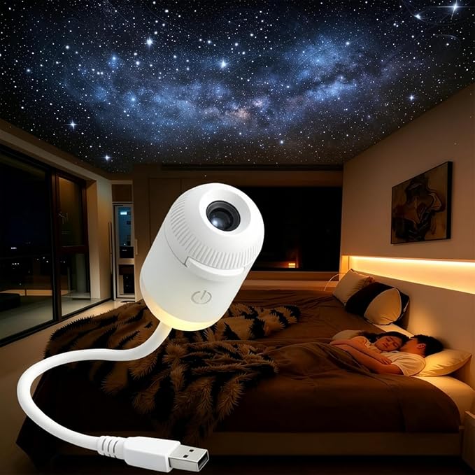 2-in-1 Mini Galaxy Star Projector, USB Portable Starry Sky Projector Night Light with Flexible Gooseneck, 360° Rotating LED Star Projector Lamp for Bedroom, Car Interior (1 slide)