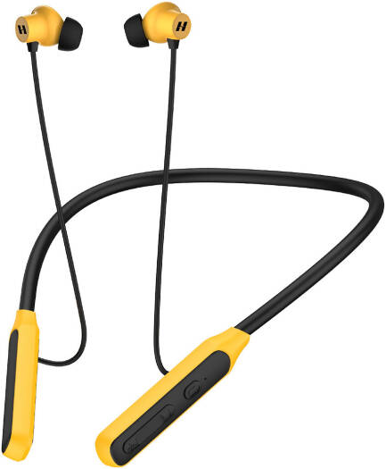 HainoTeko Germany HN-41 Wireless Bluetooth Neckband Earphones Super Clear Microphone, 40 Hours Playtime, Comfortable Ergonomic Fit, Magnetic Earbuds & Deep Bass Stereo Sound, Black/Yellow | HN 41