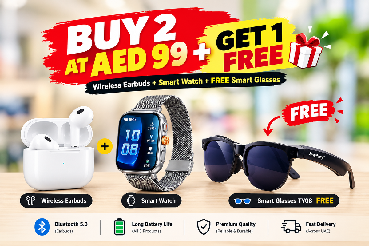 🔥 BUY 2, GET 1 FREE! | Earbuds + Smart Watch + FREE Smart Glasses 🎁